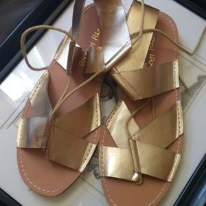 Gold lace up sandals